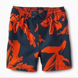 NWT Tea Collection Patterned Baby Swim Trunks 3-6M navy orange